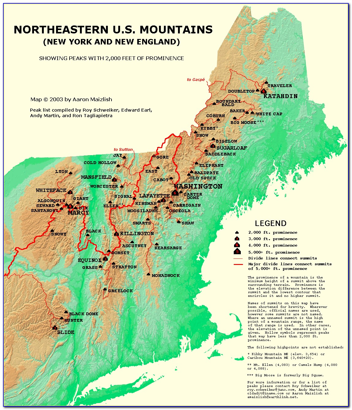 Maine 4000 Footers Trail Map