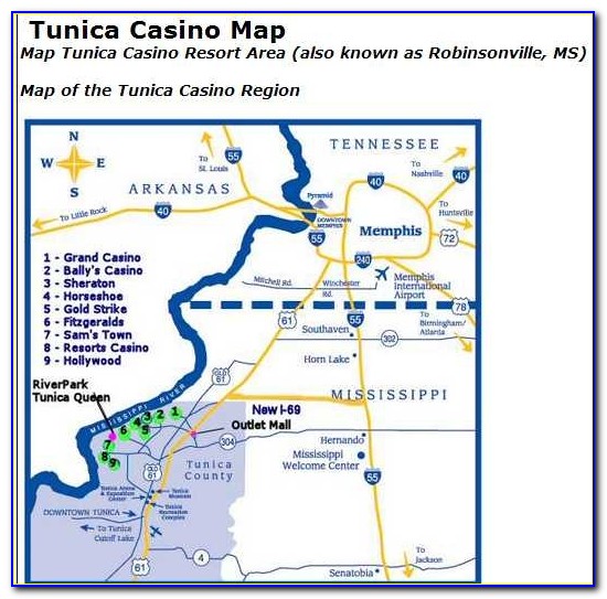 Map Of Casinos In Tunica Ms