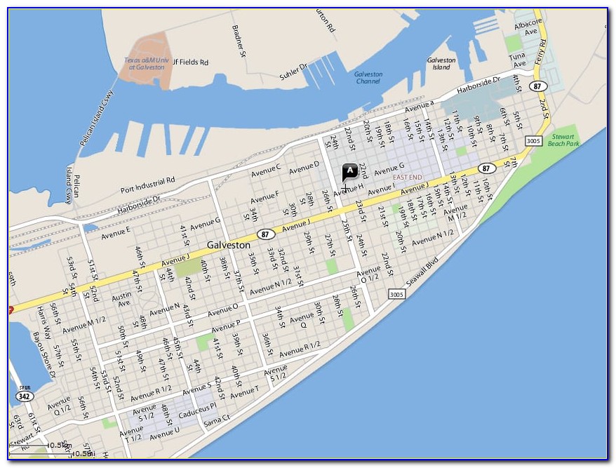 Map Of Galveston Beach Hotels