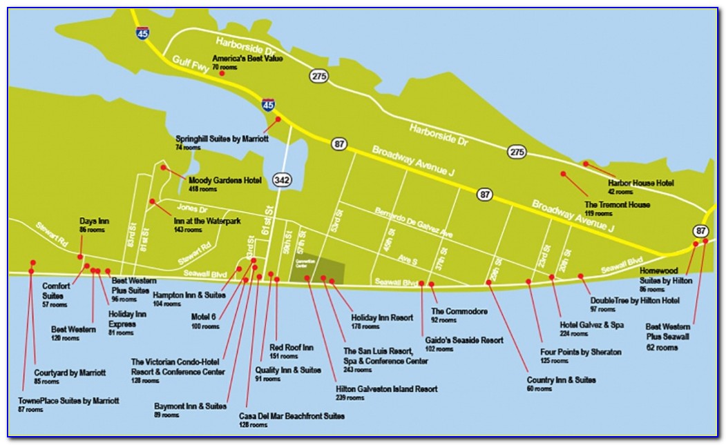 Map Of Galveston Hotels