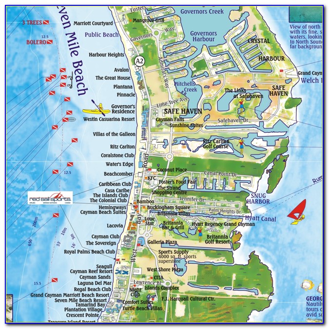 Map Of Seven Mile Beach Grand Cayman Hotels