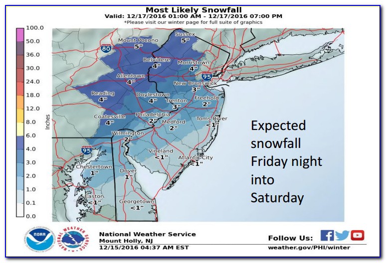 National Weather Service Snowfall Forecast Map