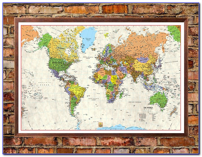 Old World Map Wall Art Framed