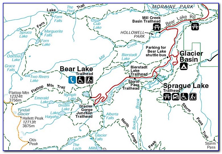 Rocky Mountain National Park Trail Map Bear Lake