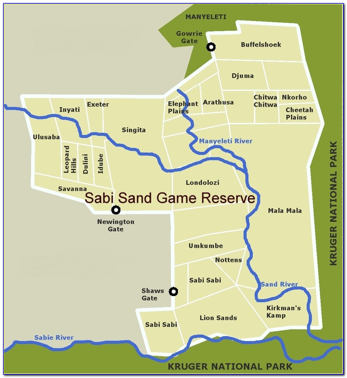 Sabi Sands Google Map