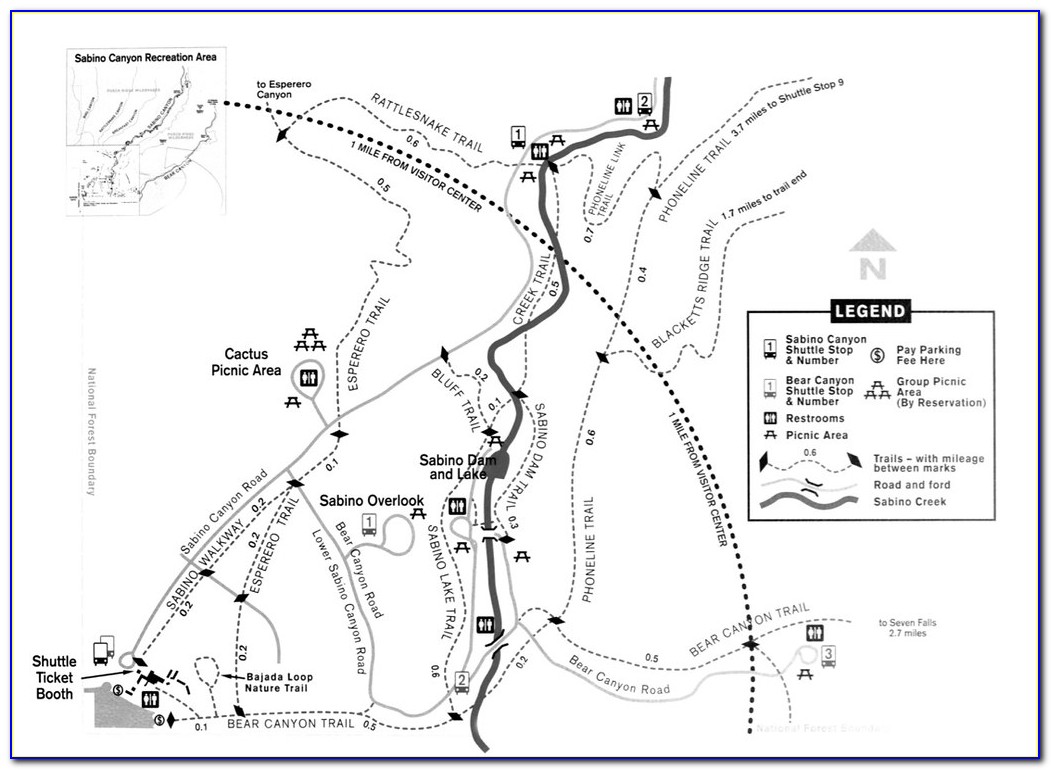 Sabino Canyon Trail Map