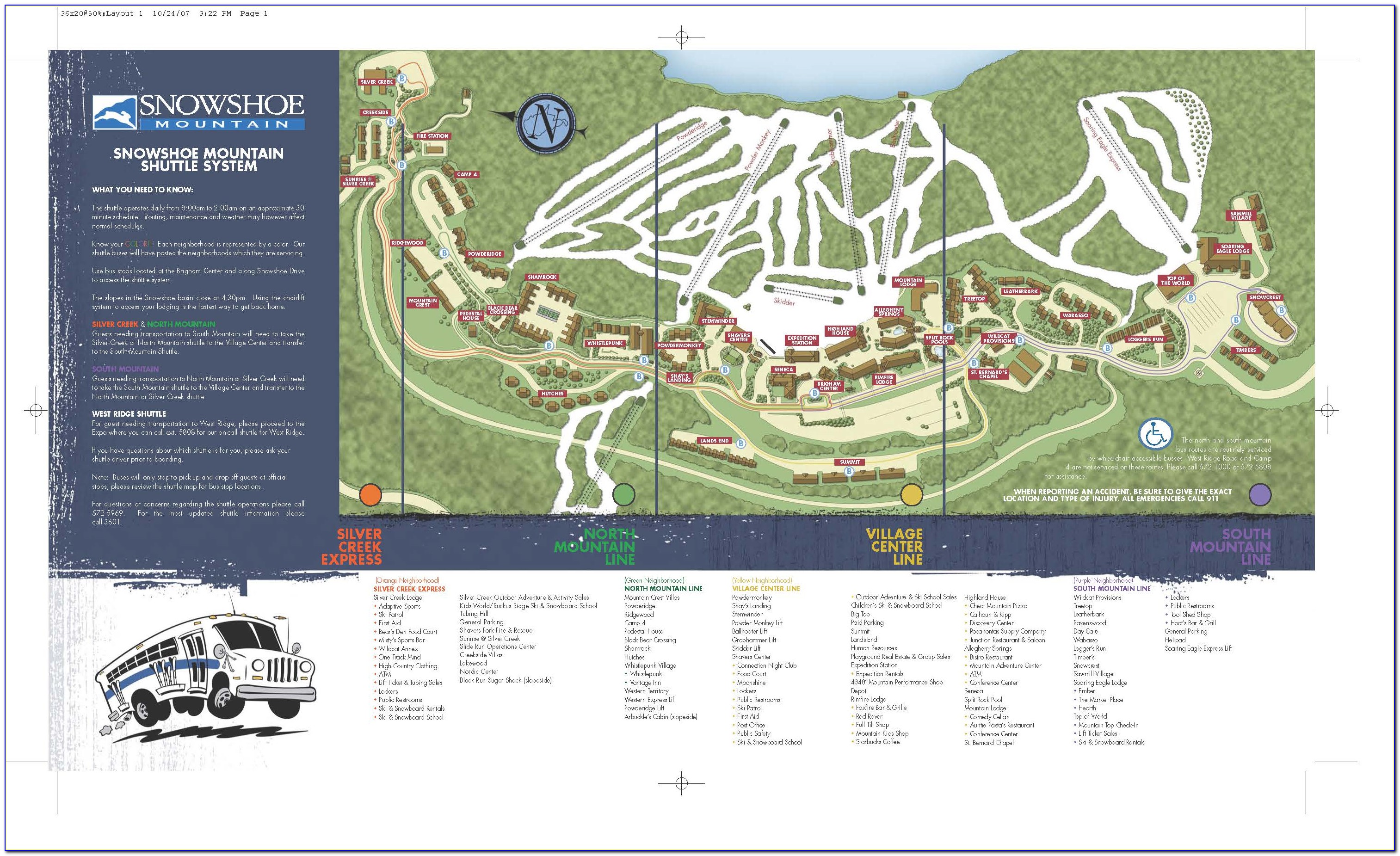 Snowshoe Resort Lodging Map