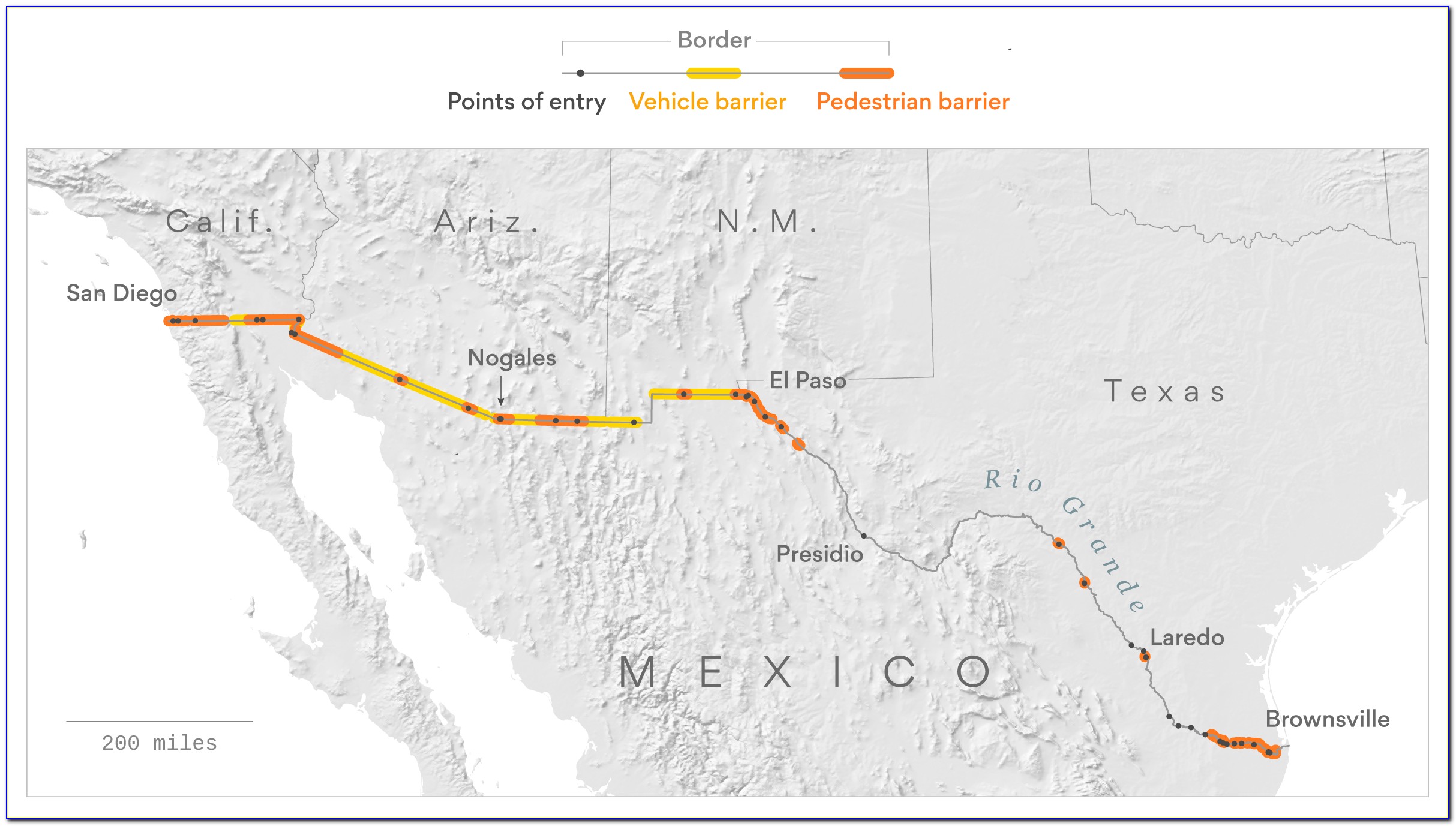 Southern Border Wall Progress Map