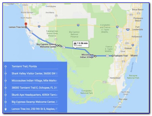 Tamiami Trail Scenic Highway Map