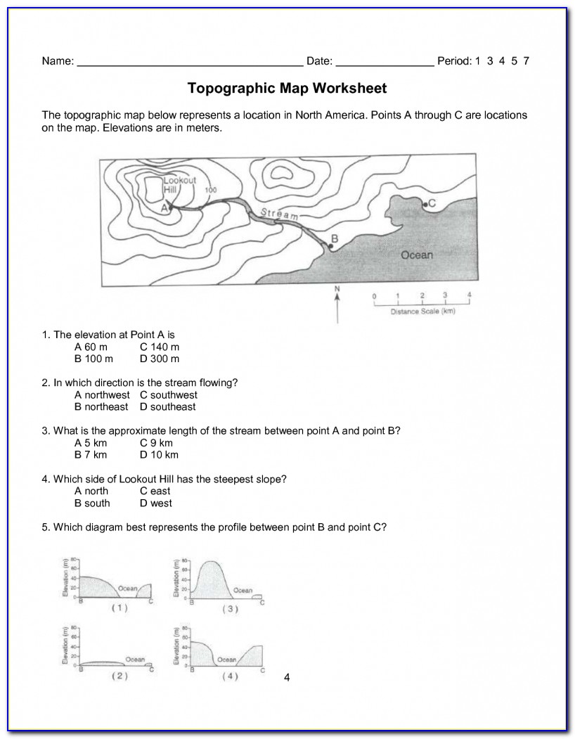Topographic Map Reading Worksheet Answer Key 9 33