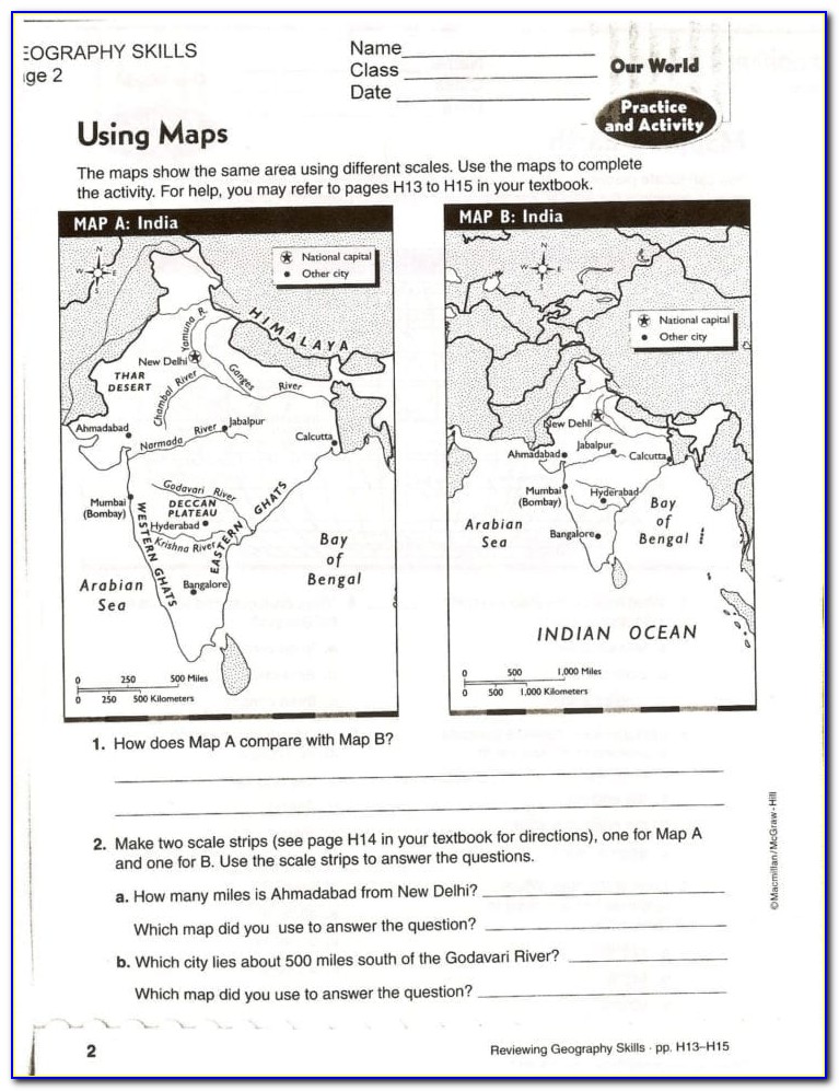 Topographic Map Reading Worksheet Pdf