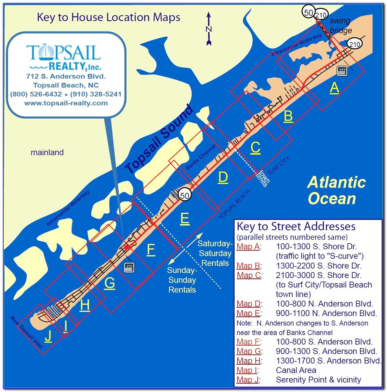 Topsail Beach Access Map
