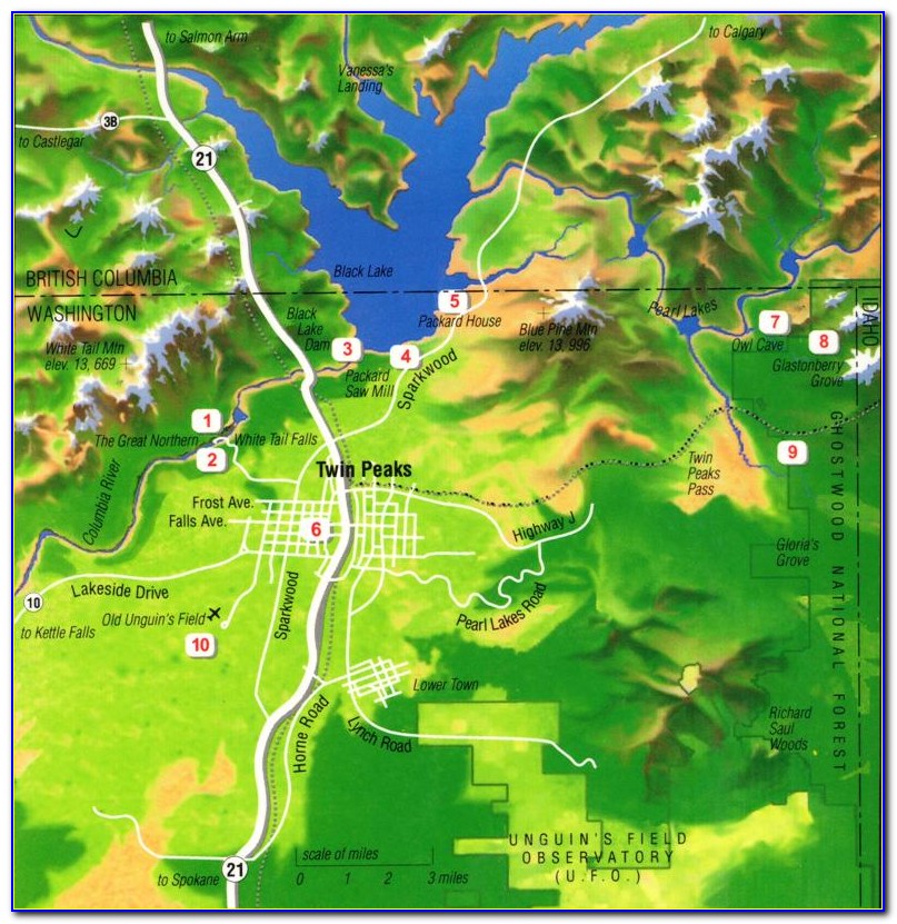 Twin Peaks Map Poster