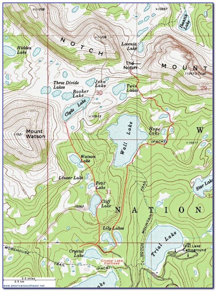 Uinta Mountains Lakes Map