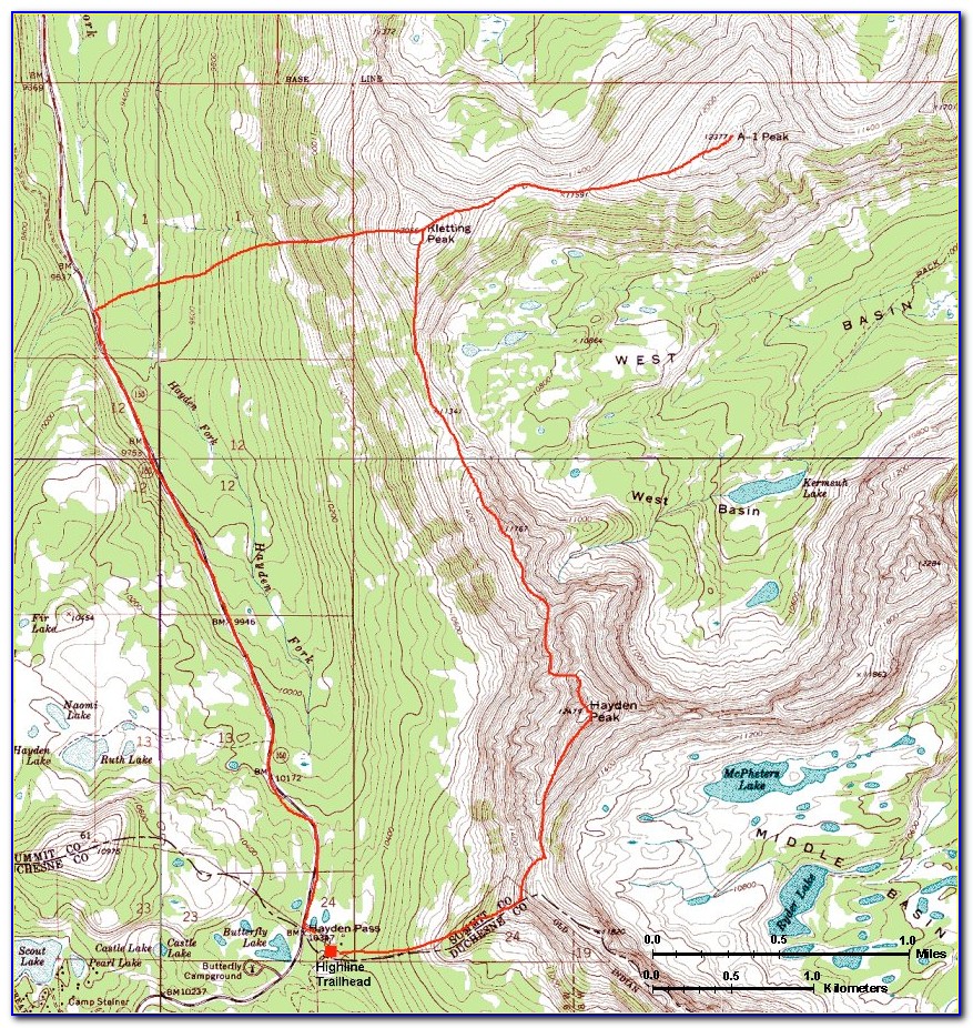 Uinta Mountains Utah Map