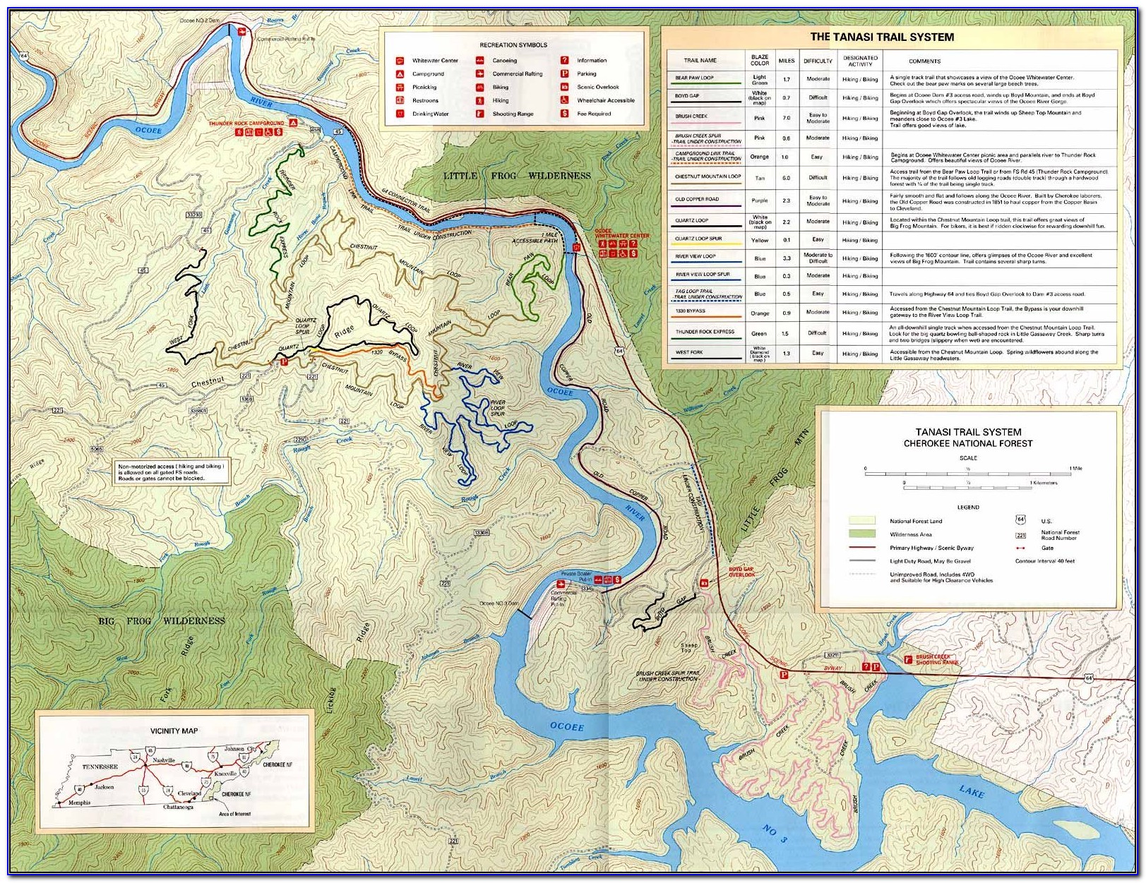 Upper Ocoee River Rapids Map