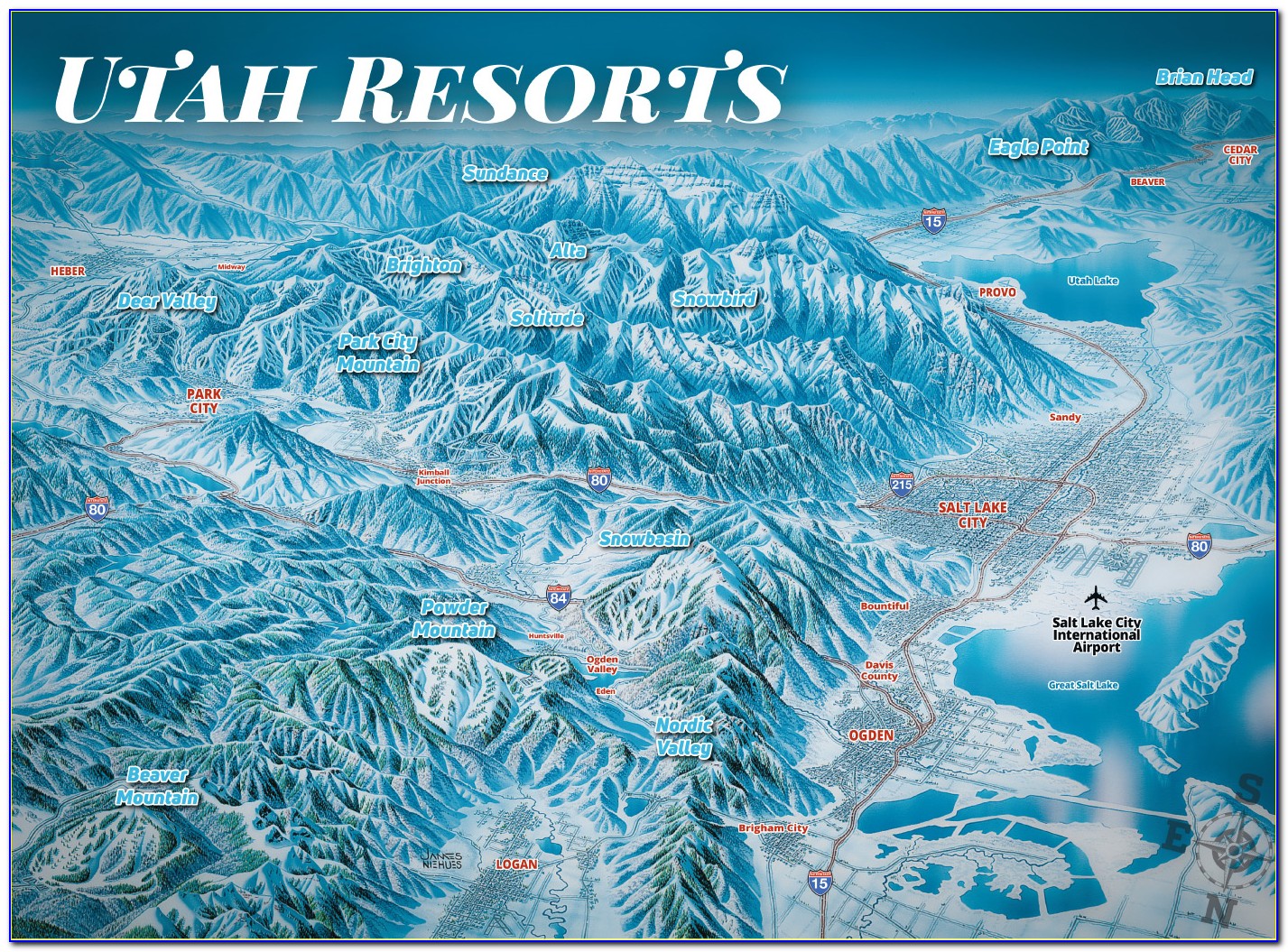 Utah Ski Fields Map