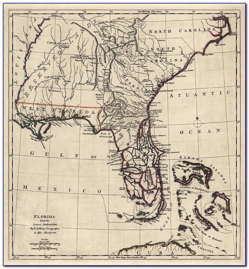 Vintage Florida Map Black And White