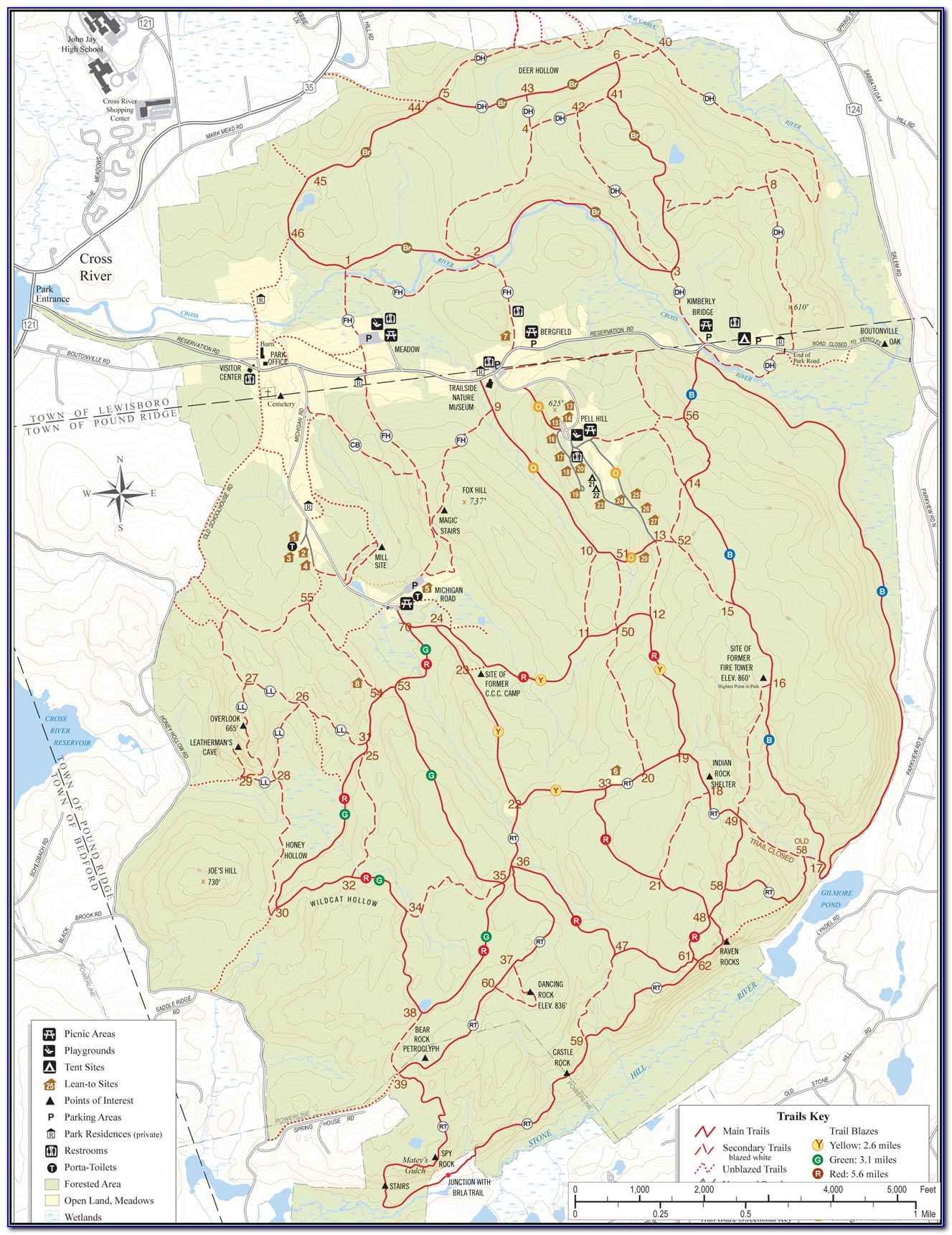 Ward Pound Ridge Hiking Map