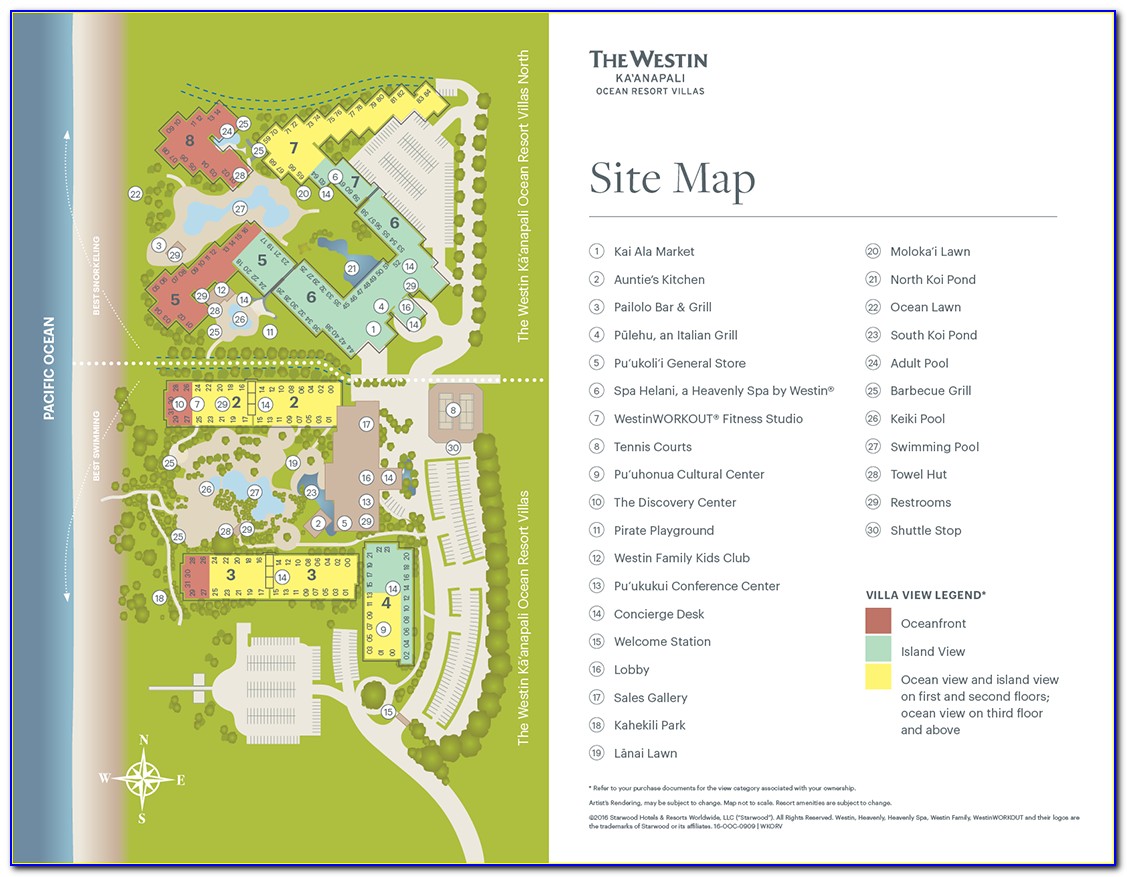 Westin Kaanapali Ocean Resort Villas Map
