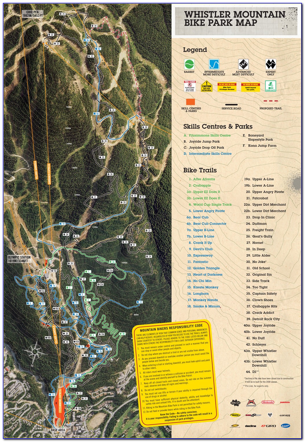 Whistler Bike Park Map Art