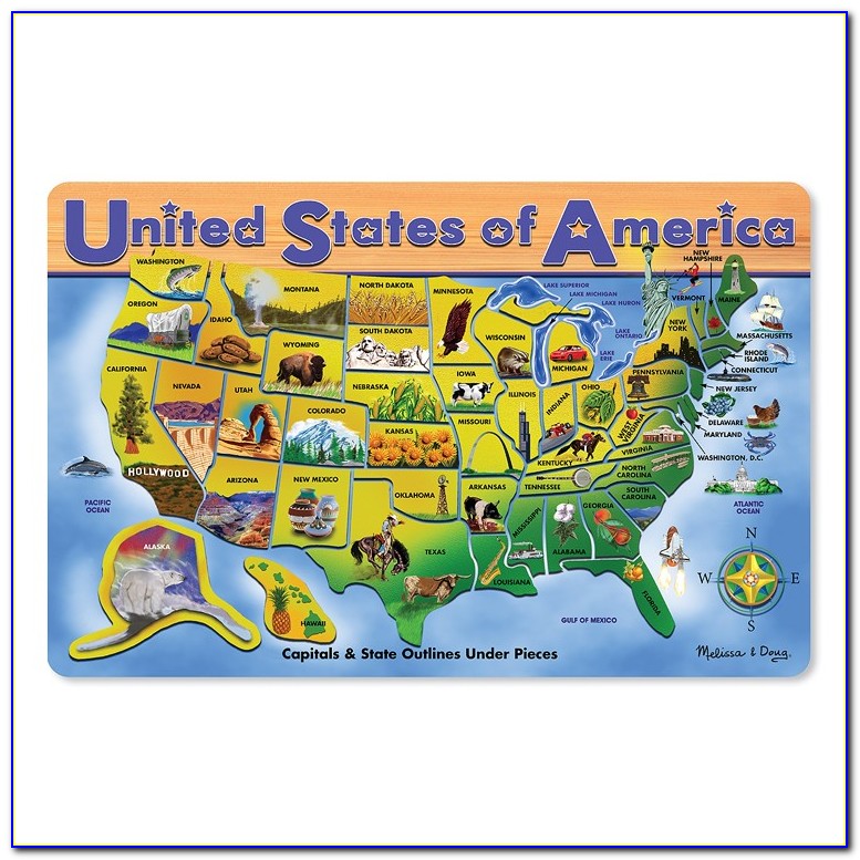 Wooden United States Map Puzzle