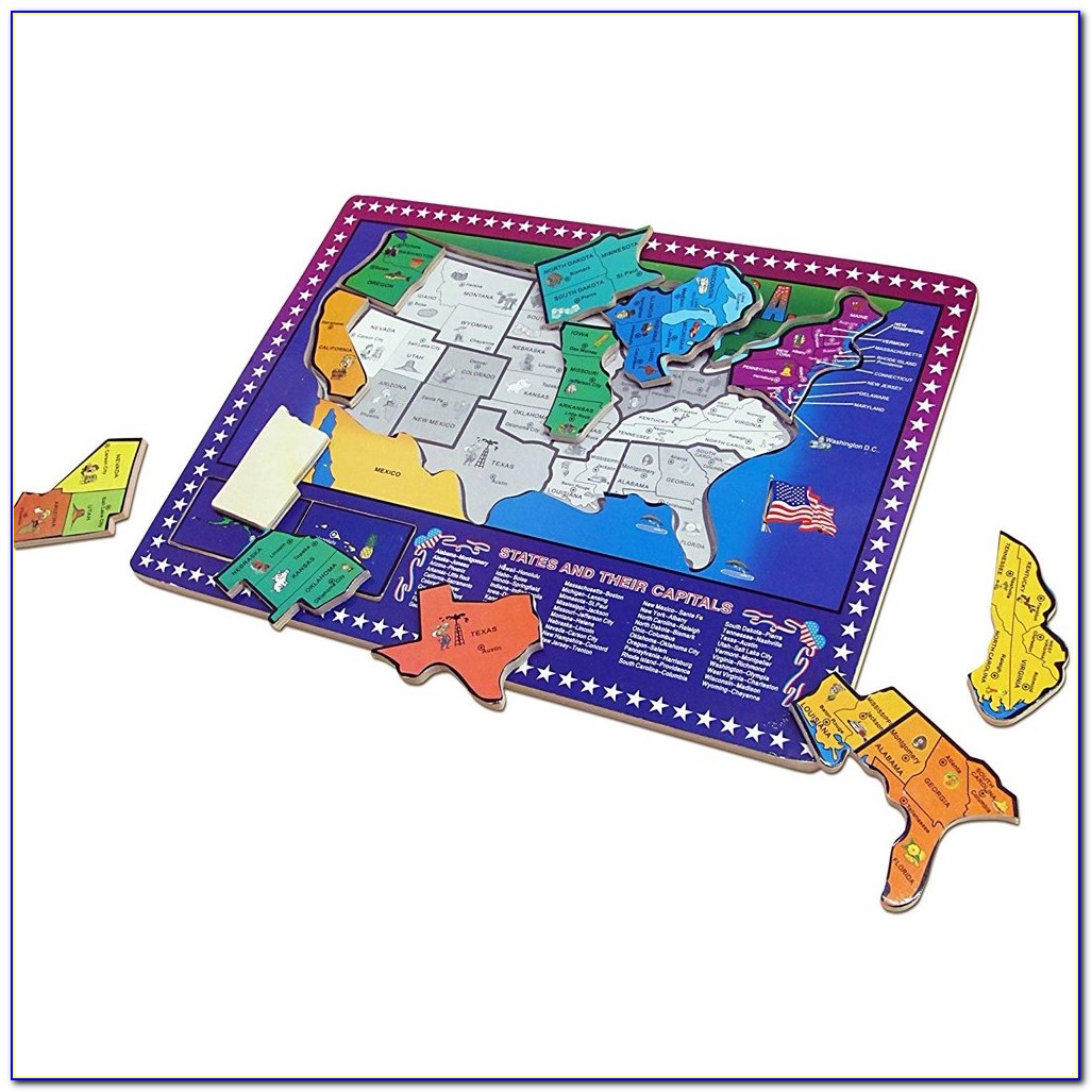 Wooden Usa Map Puzzle Large