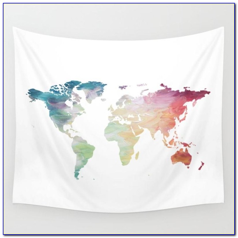 World Map Grand Canvas Wall Tapestry
