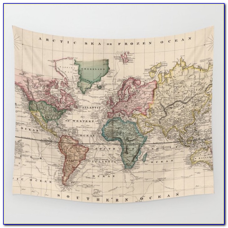 World Map Tapestry Wall Art