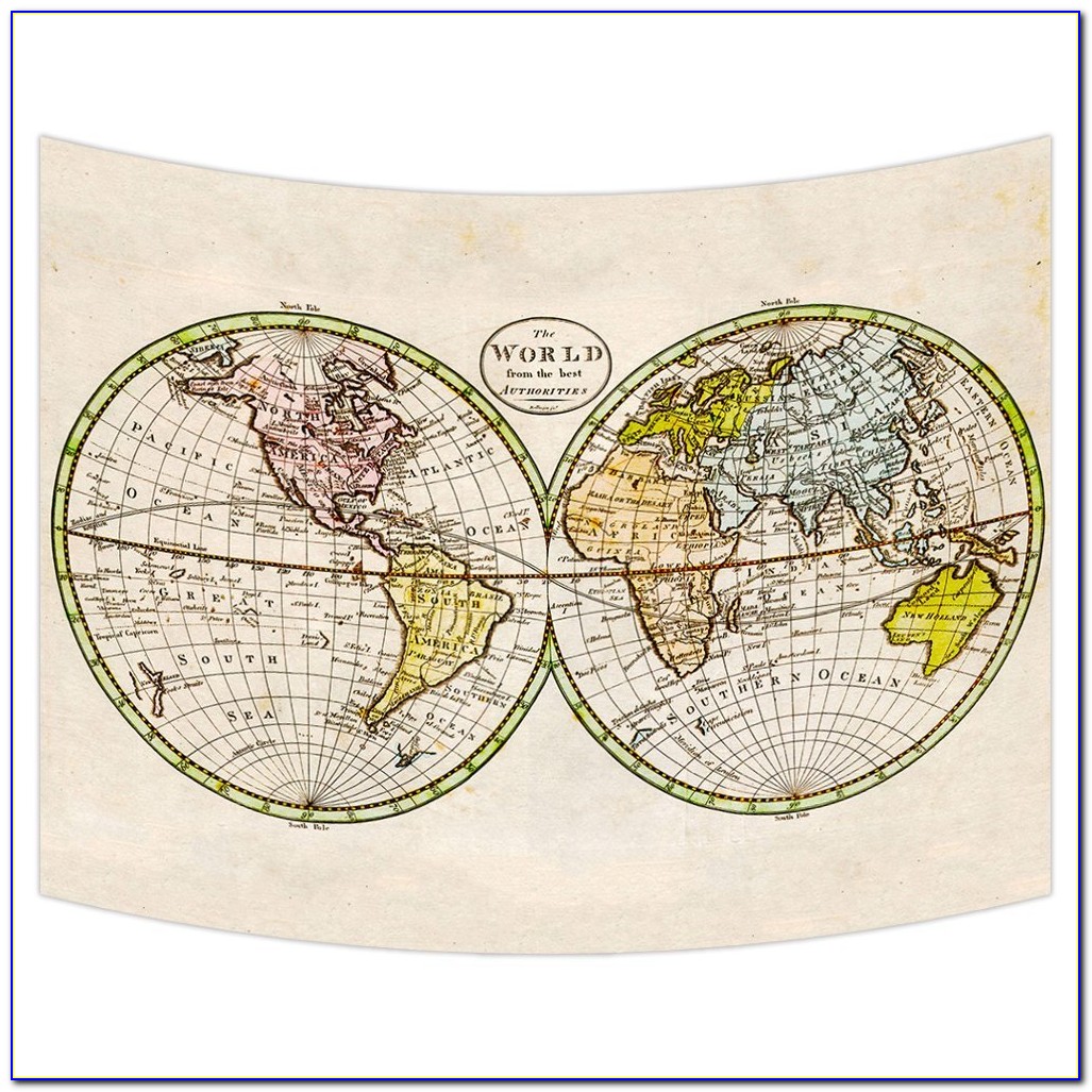 World Map Tapestry Wall Hanging