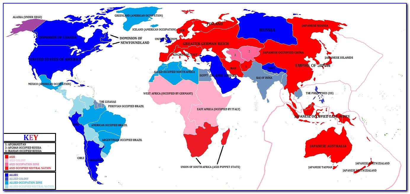 World War Two Map Allies And Axis